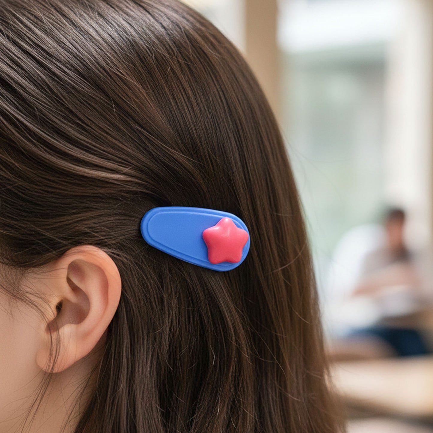 Colorful star hair clips showing backside clasp