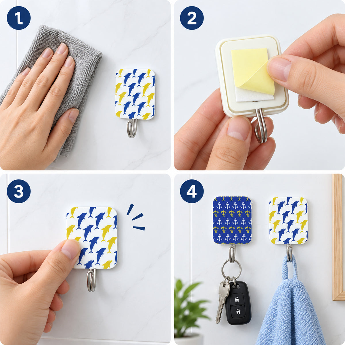 Cartoon Adhesive Wall Hooks for Home Drill Free Wall and Door (2 Pc)