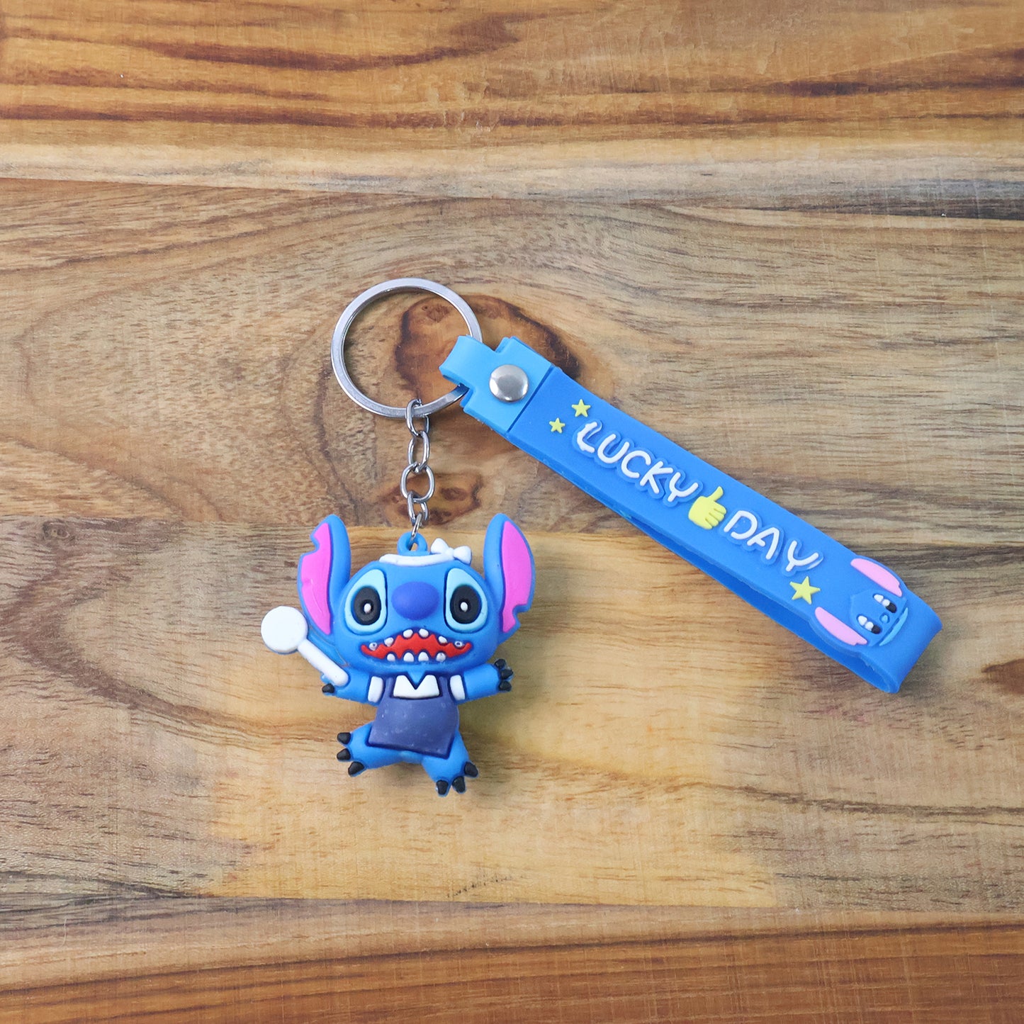 Cute Cartoon Silicone 3D Key Chain with Metal Hook & Strap (Pack of 1 / Mix Design)