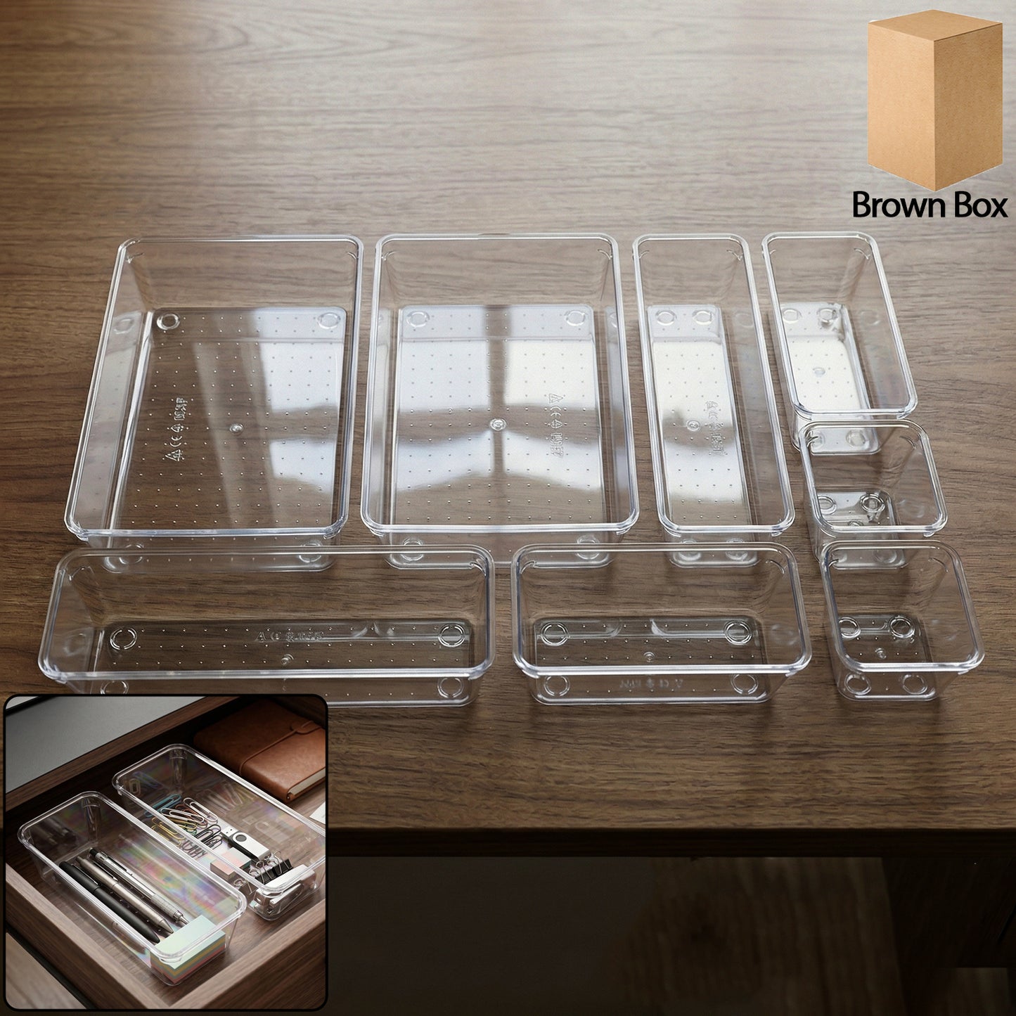 Multipurpose drawer organizer tray set