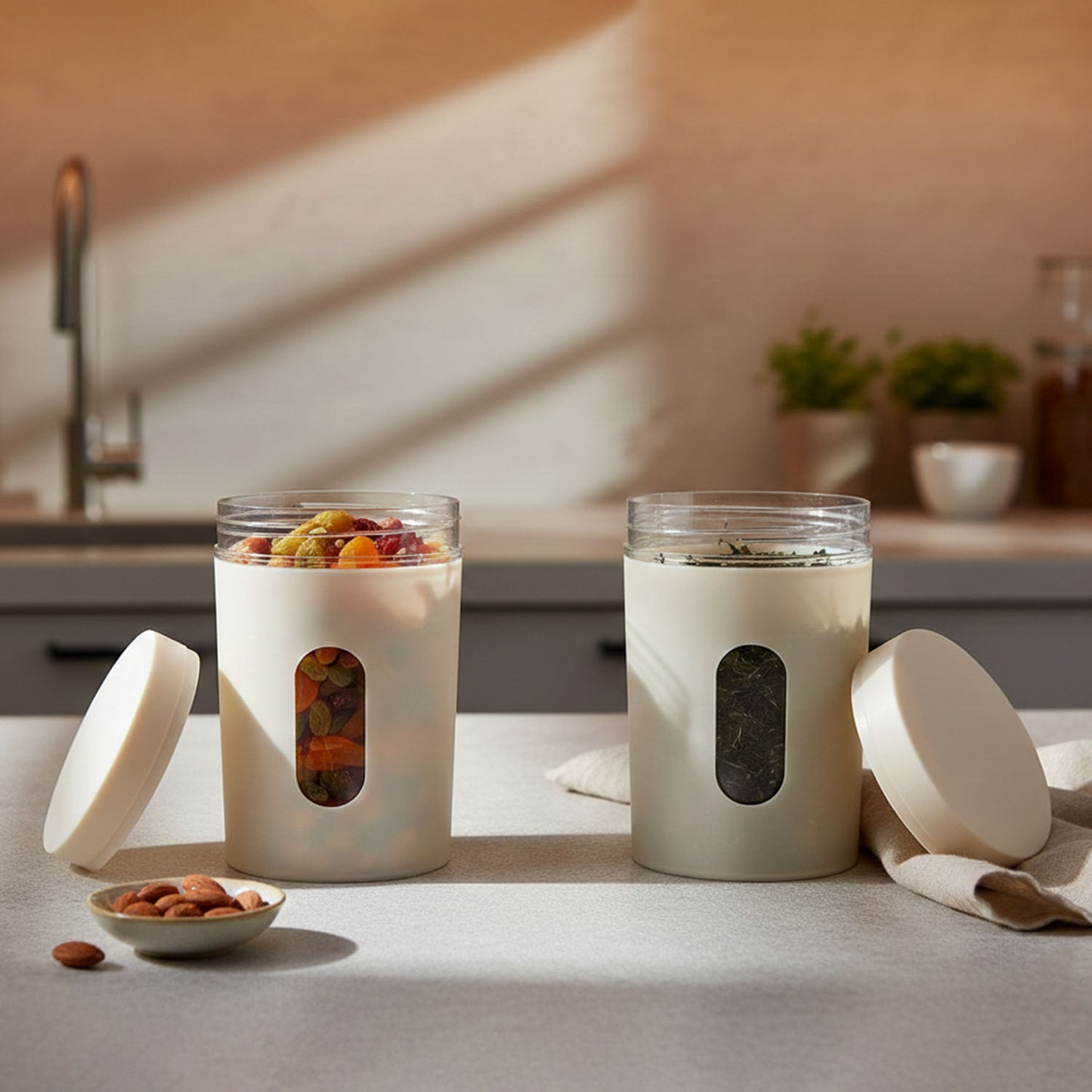 Transparent plastic grocery storage box set