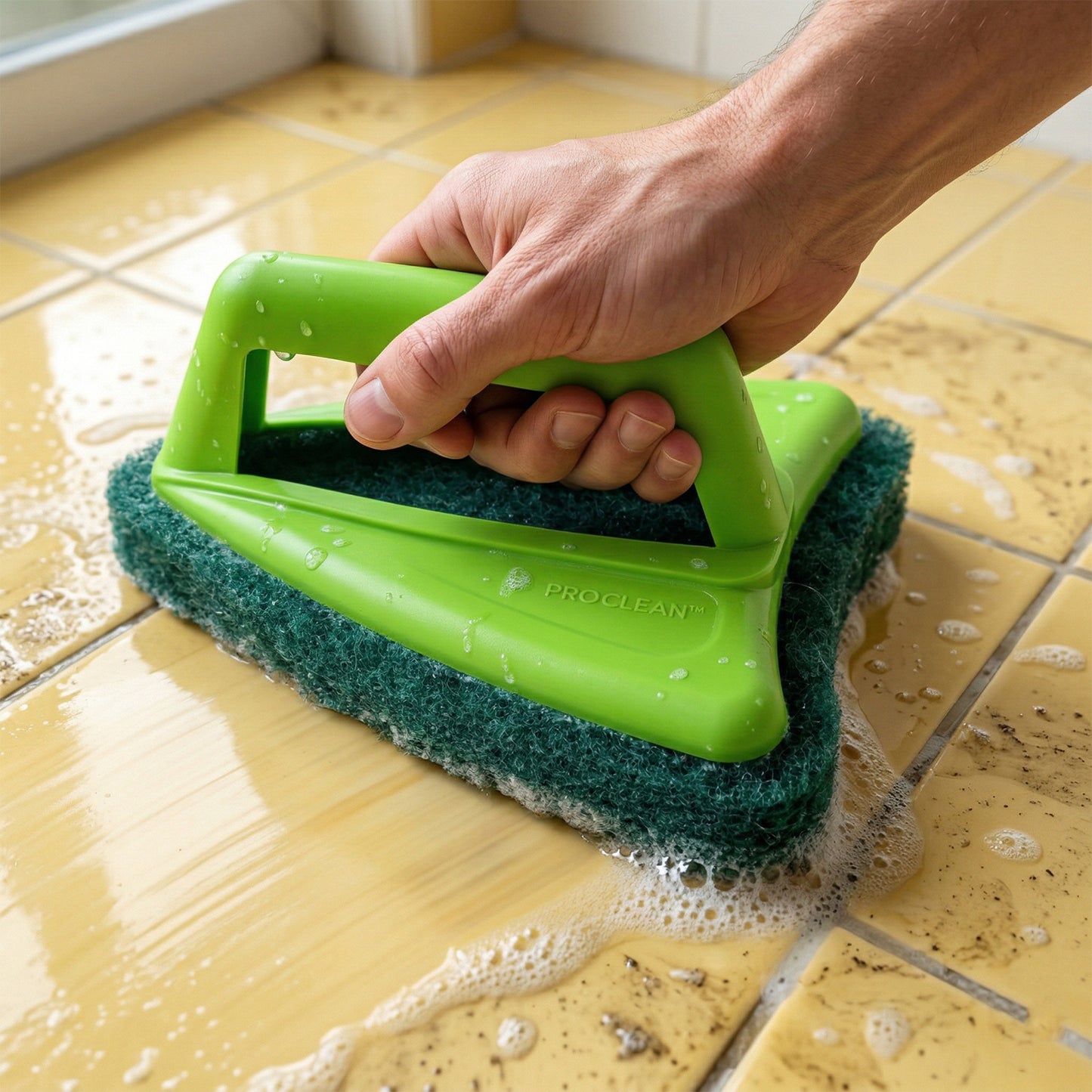 Scrubber brush showing nylon fibers