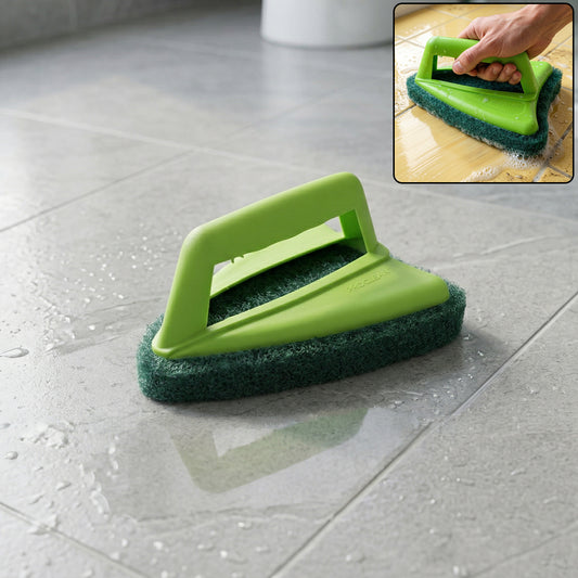 Bathroom Brush with abrasive scrubber for superior tile cleaning