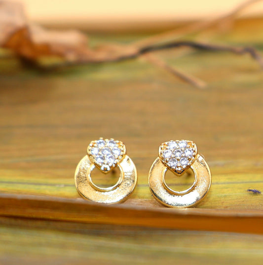 Dainty Diamond & Gold Circle Stud Earrings for Women 7 Girls