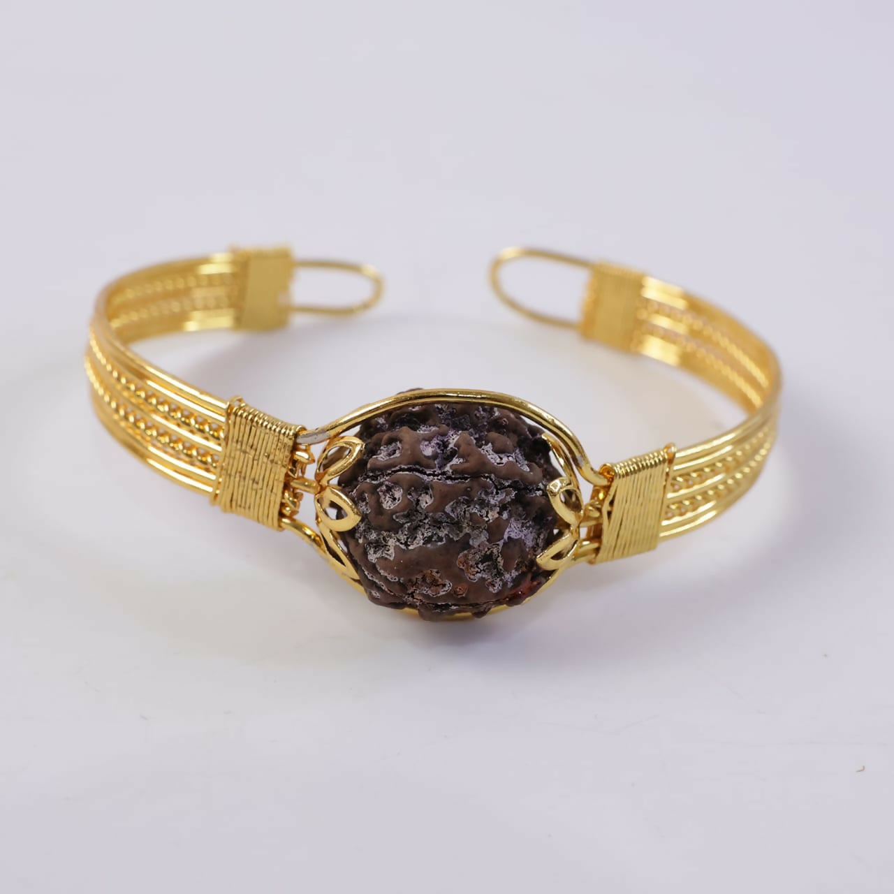 Rudraksha Gold Plated Bracelet Spiritual Healing Bead Kada for Men