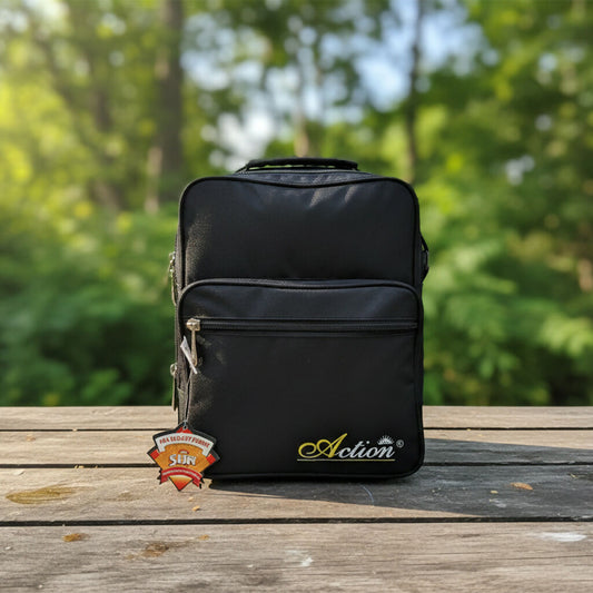 Black Action Tiffin Bag – Multi-Compartment Lunch Bag for Office & School