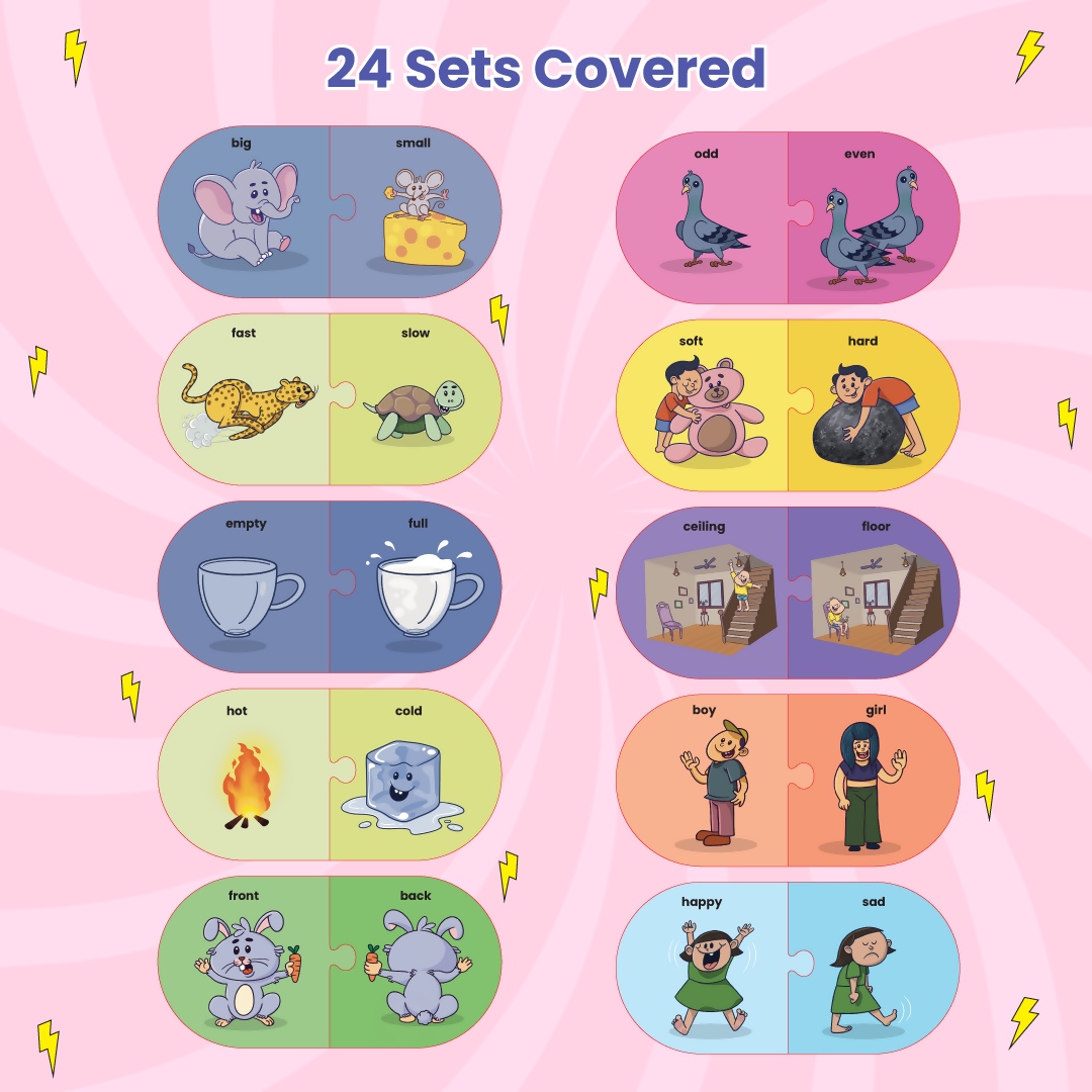 Opposites Matching Puzzle - Ages 3+ (48 cardboard puzzle pieces) Find & Match series