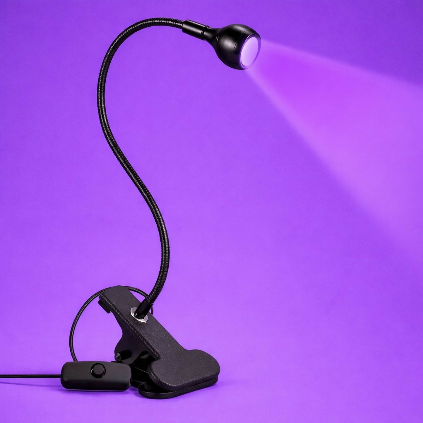Black Clip-On UV LED Lamp with Flexible Neck