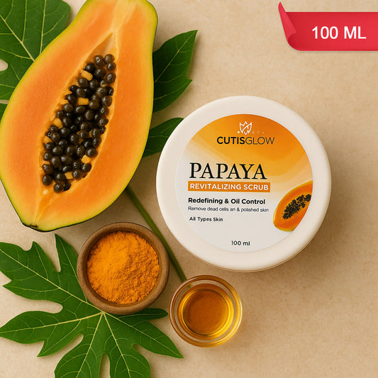 Eyelet Papaya Revitalizing Scrub – Exfoliating Face & Body Scrub for Oil Control, Dead Skin Cell Removal & Smooth Polished Skin (100ml)