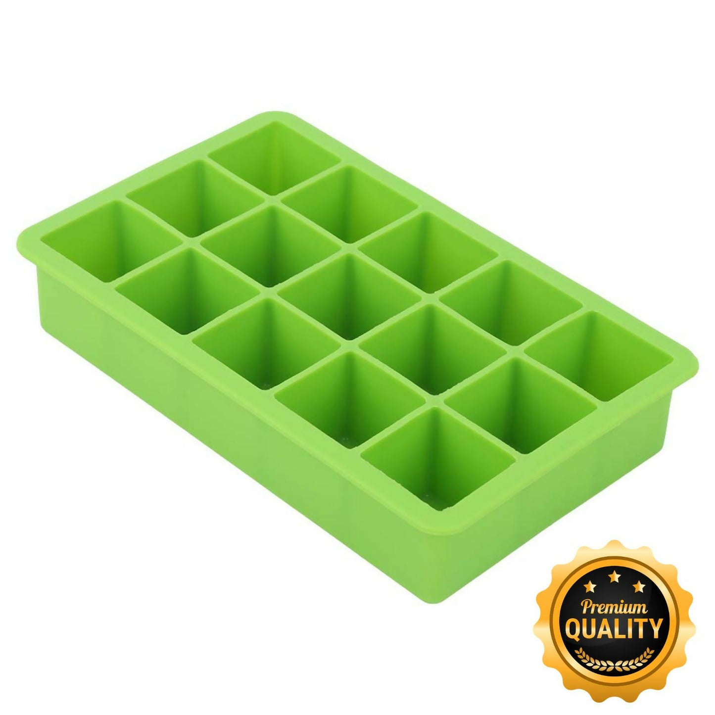 Silicone 15-square ice cube mold on white background