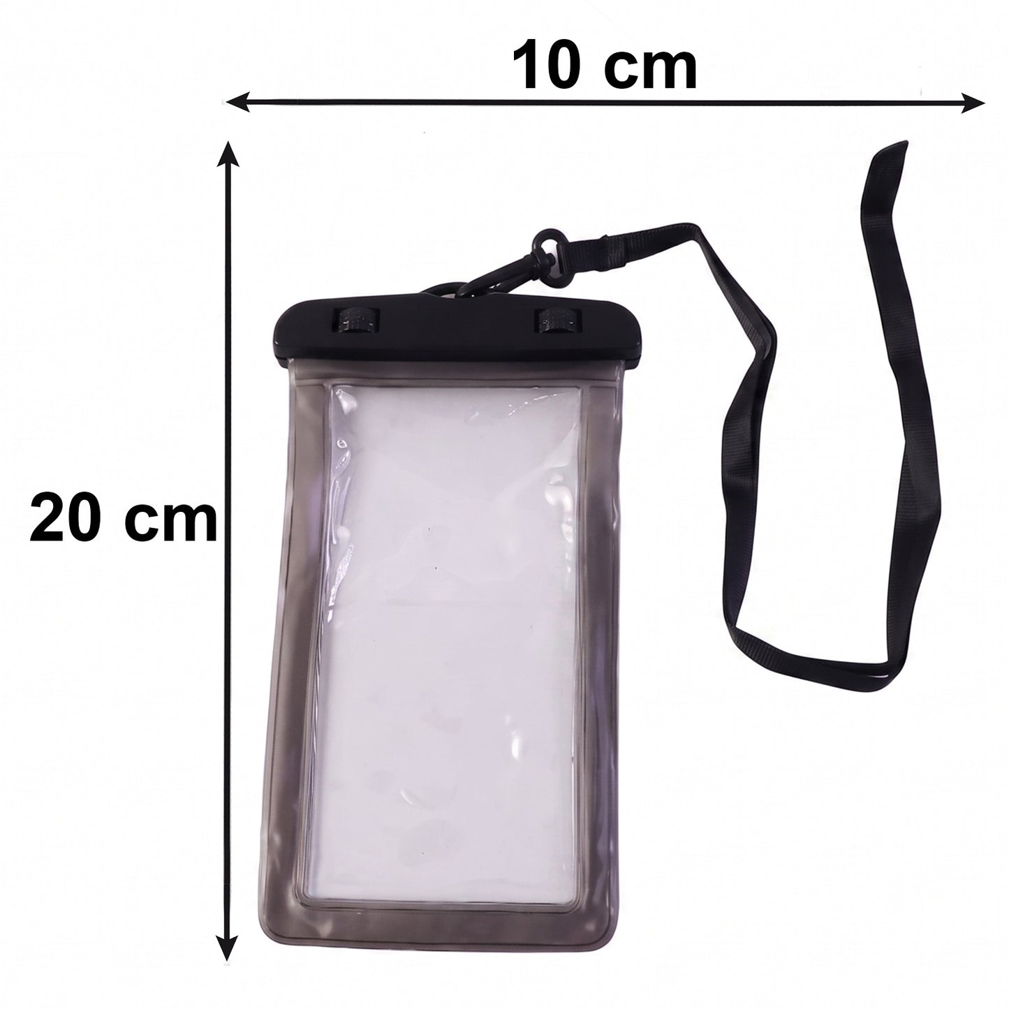 Top view of black waterproof phone case