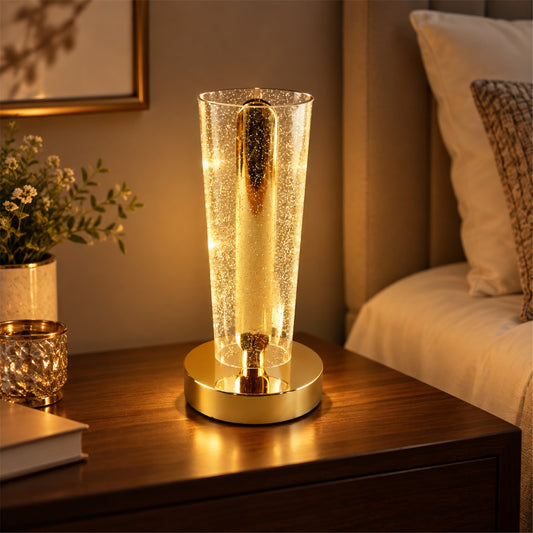 Crystal Table Lamp – Sparkle Design with Golden Base LED