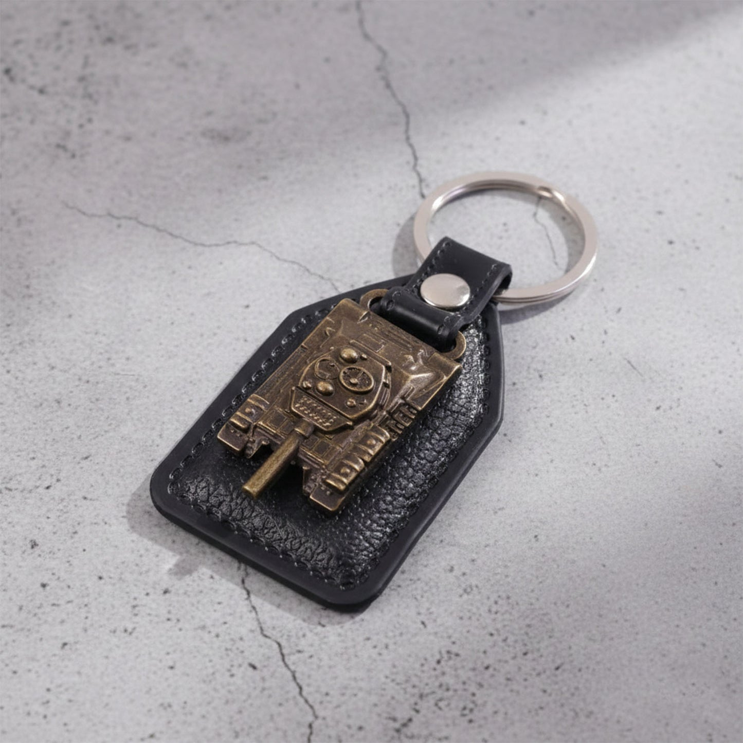 Premium Military Tank Design Leather Finish Keychain (1 Pc)