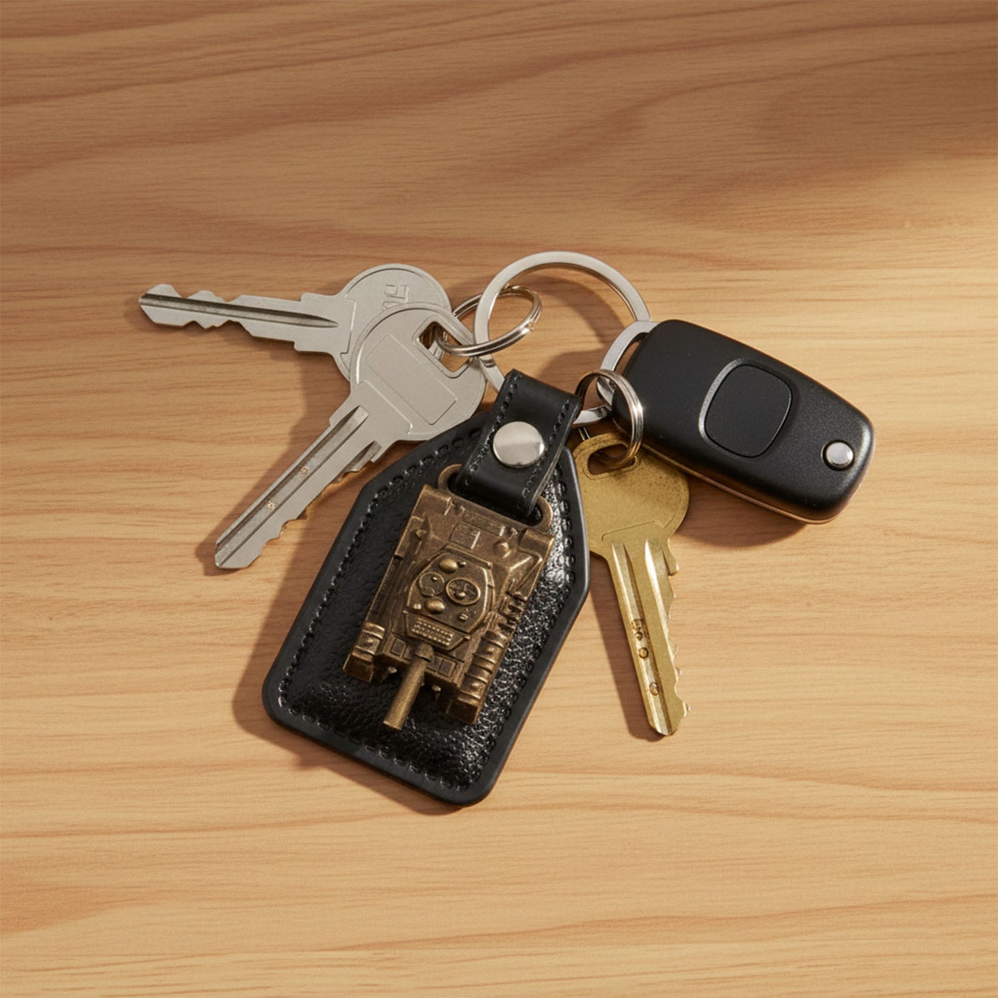 Premium Military Tank Design Leather Finish Keychain (1 Pc)