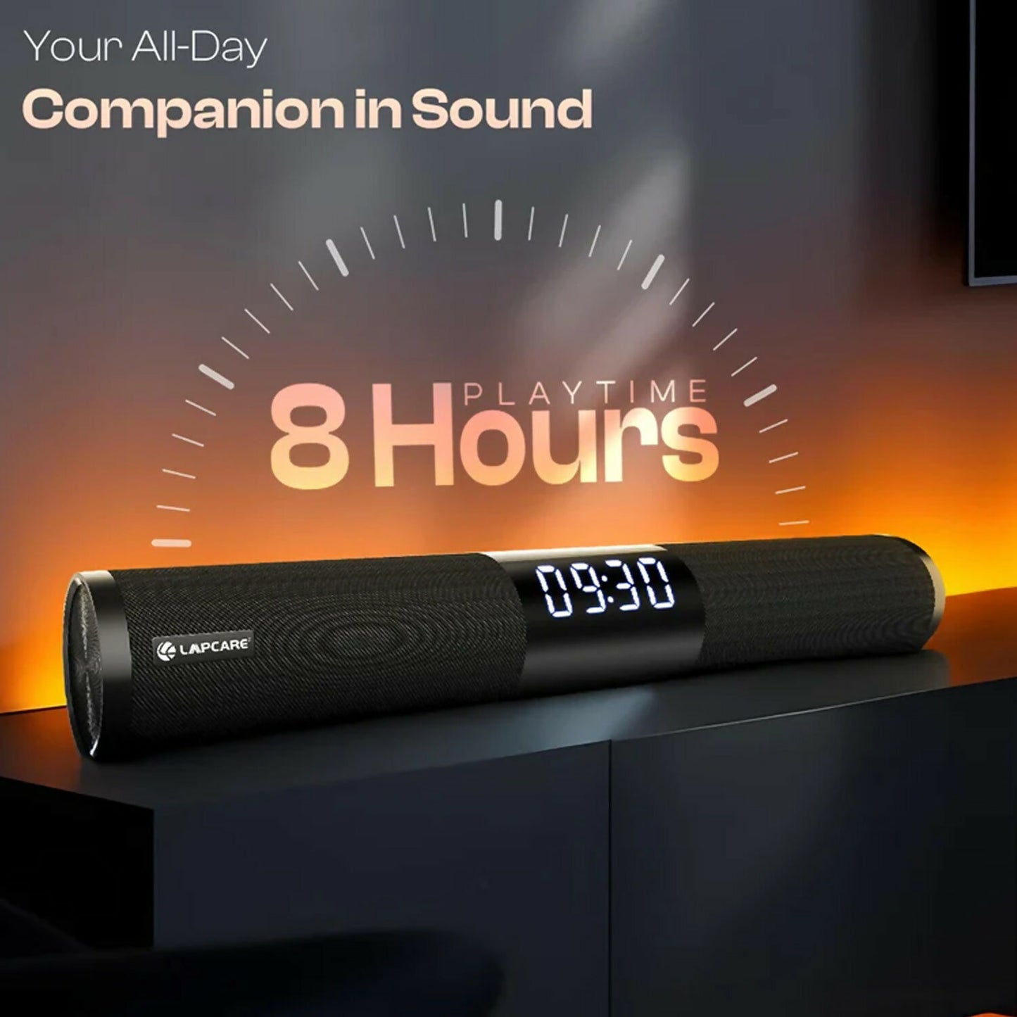 Lapcare Wireless Bluetooth Speaker with Digital Clock Display and Portable Design
