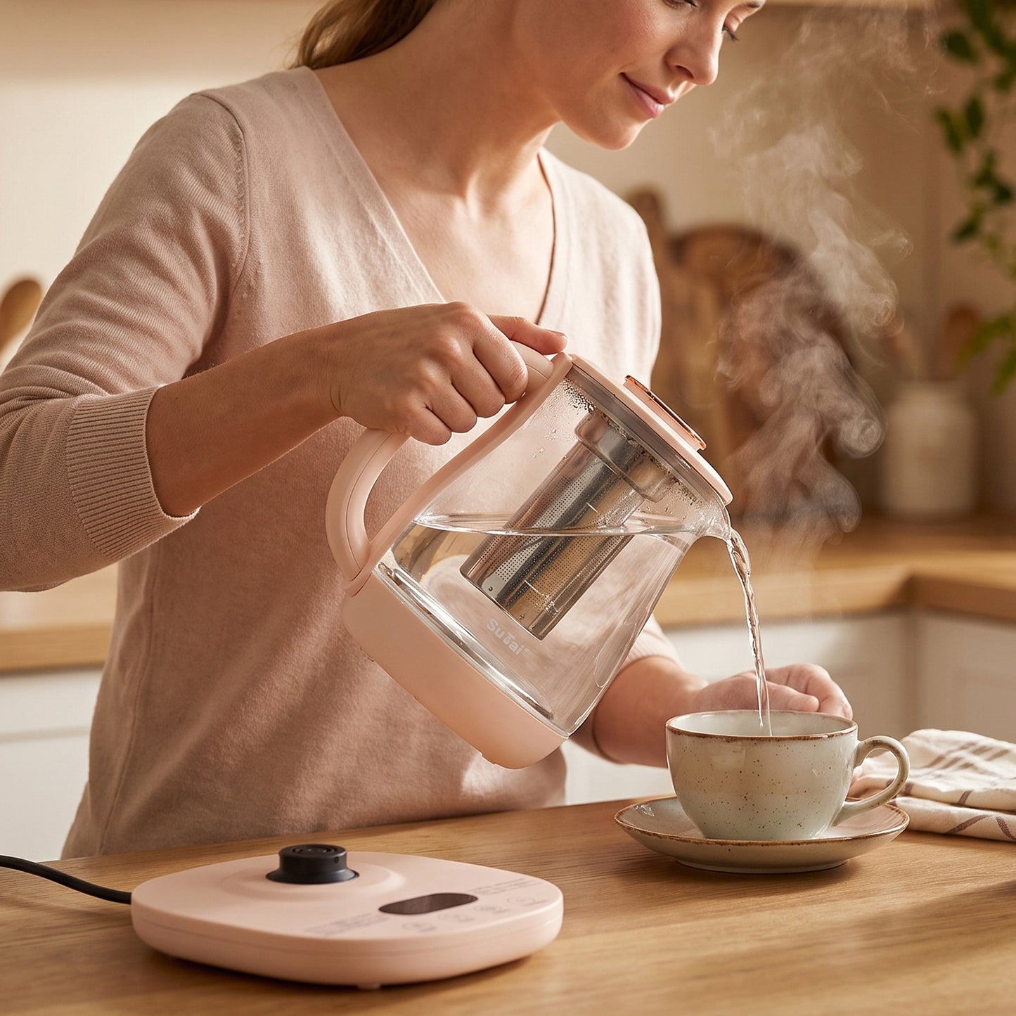 Suta Electric Glass Kettle 2.3L Tea Maker with Infuser and Temperature Control (1 Pc)