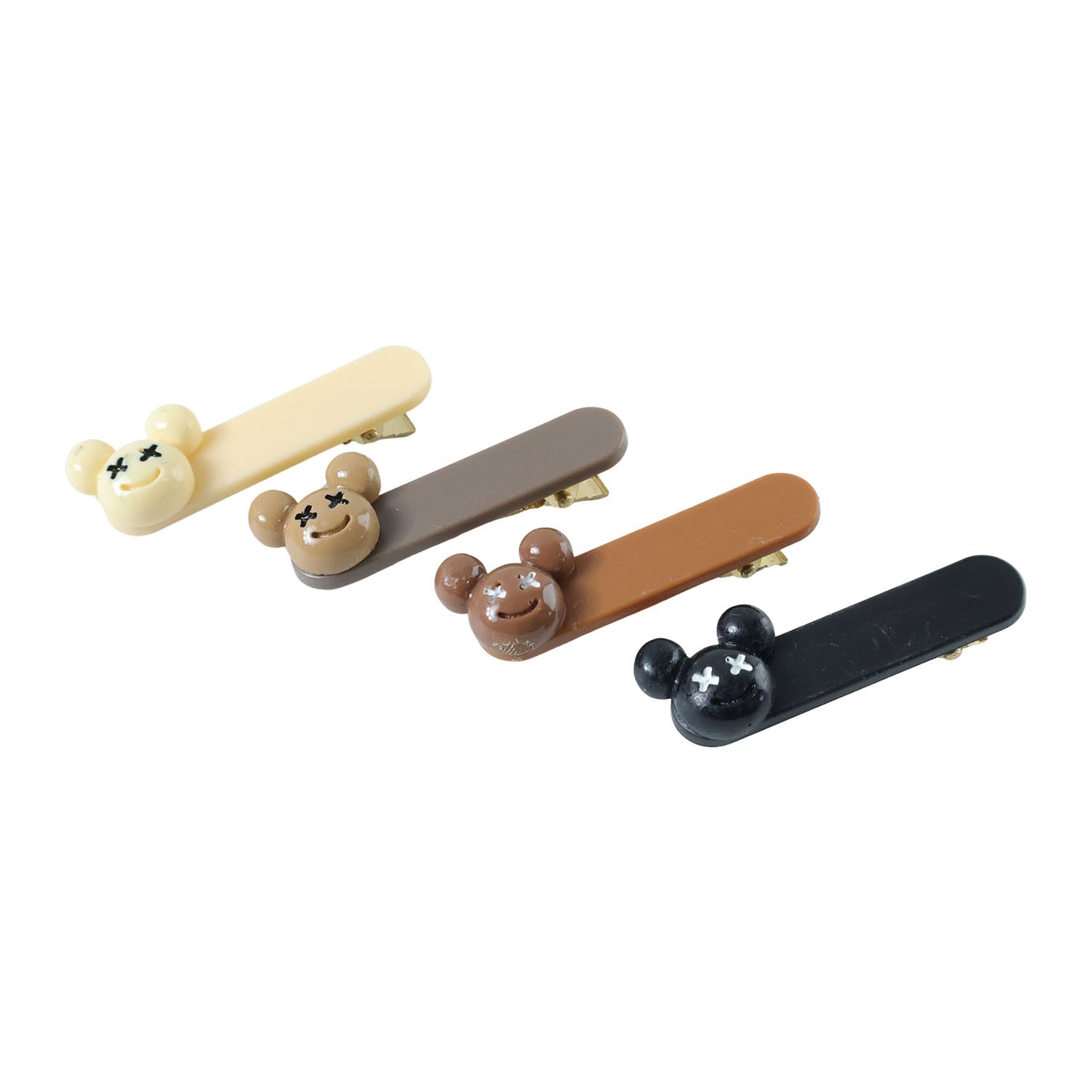 Set of four bear design hair clips