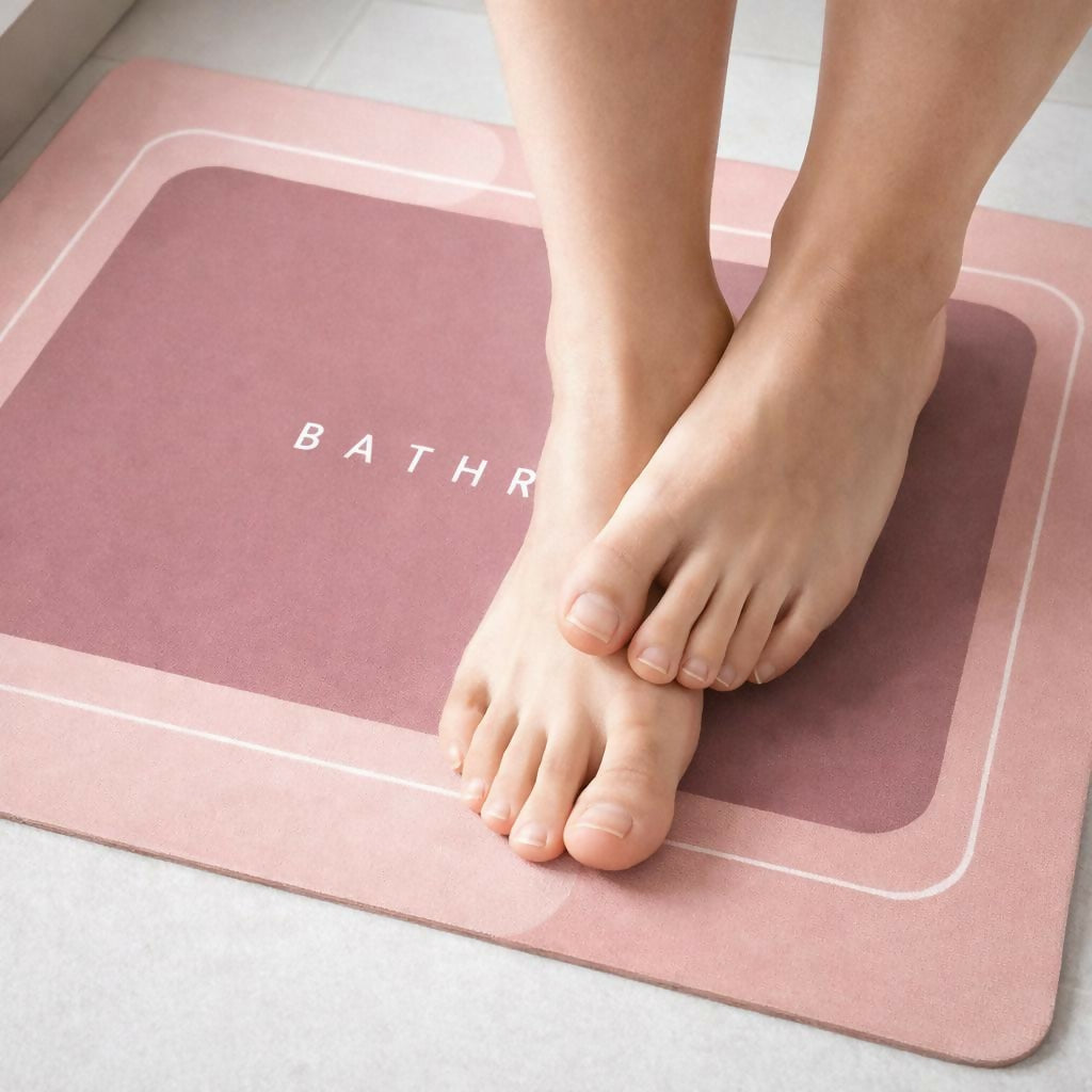 Rectangle B Grade Bathroom Mat – Waterproof Quick-Dry Floor Mat pink (100Gm)