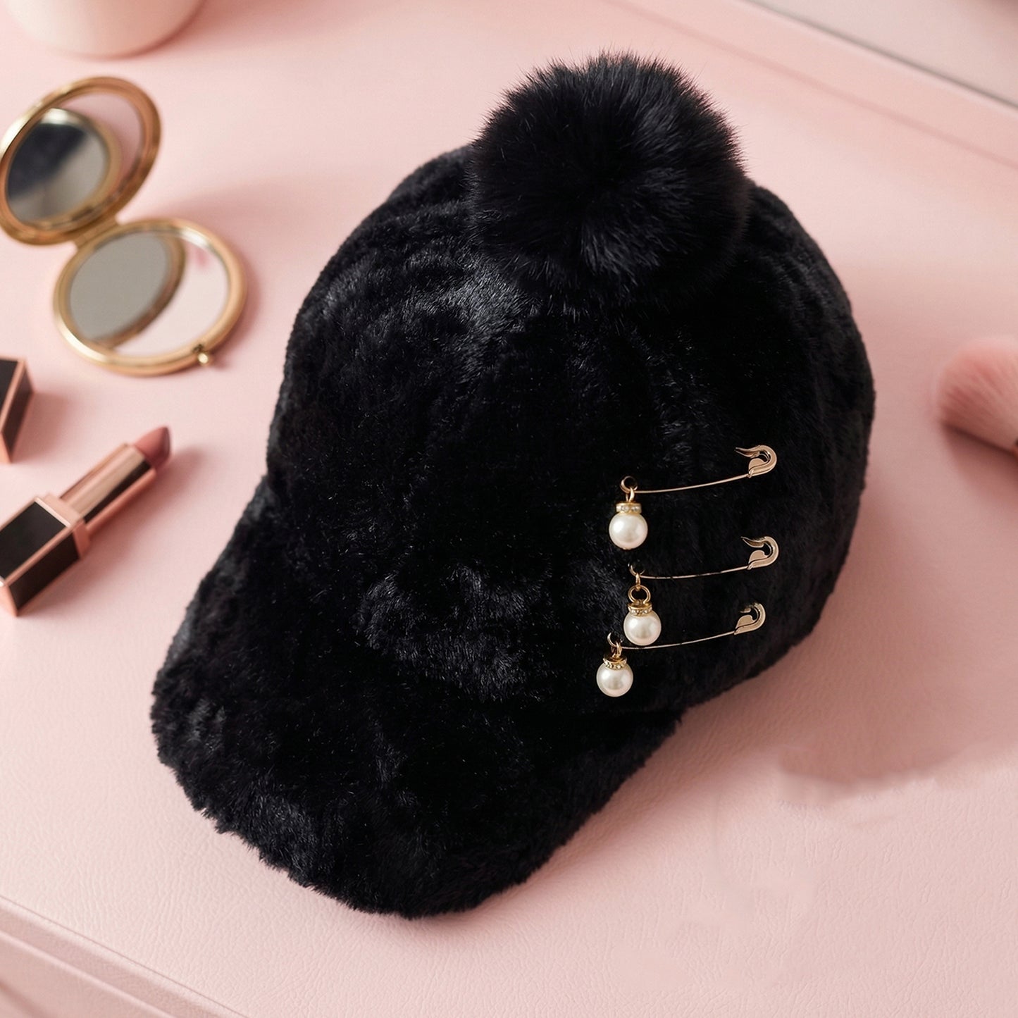 Women cozy fur cap detail