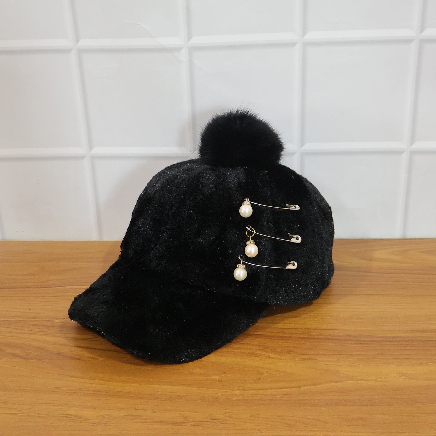 Winter fur cap worn outdoor look