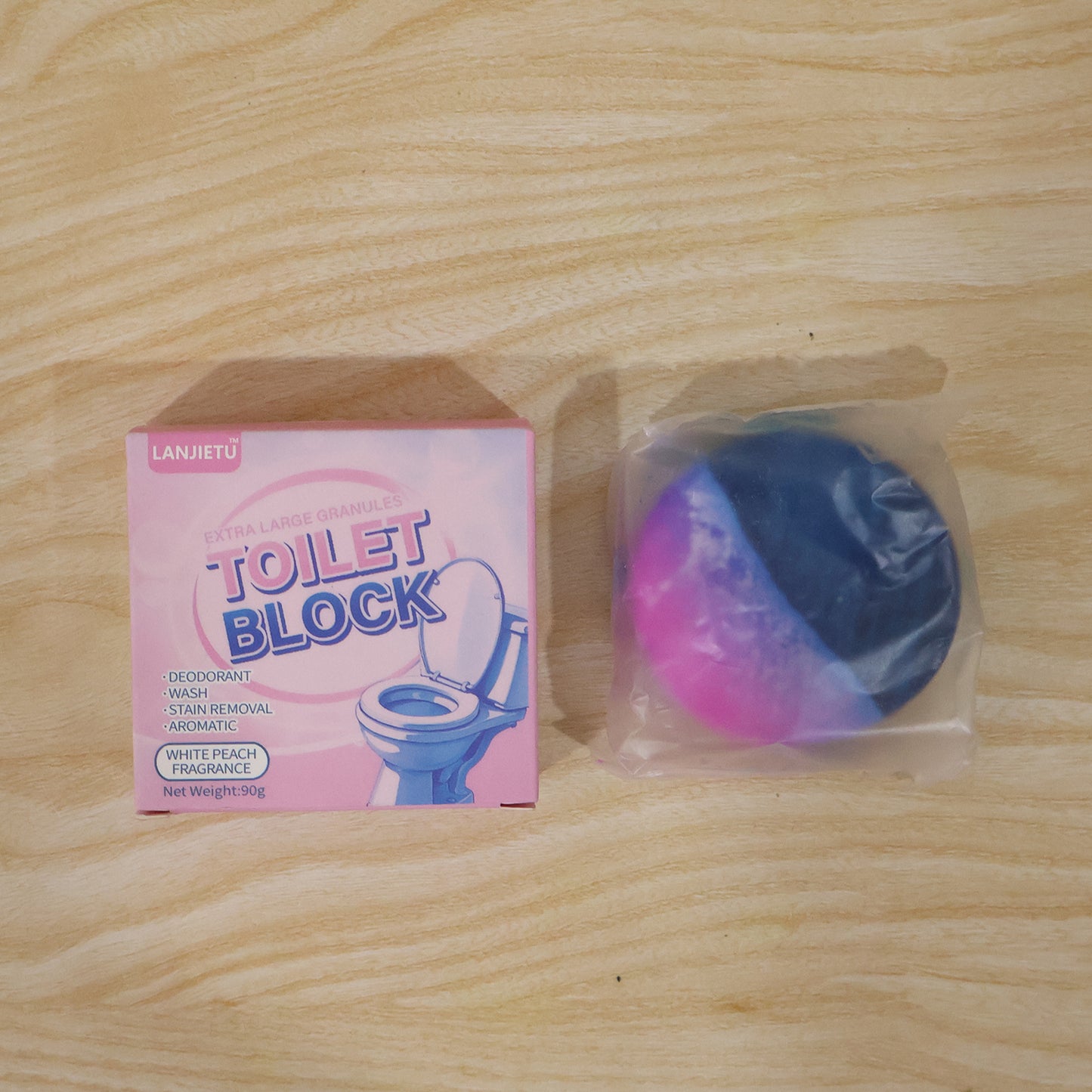 Toilet Bowl Cleaning Block, Tank Cleaner Tablet, White Peach Fragrance (1 Pc)