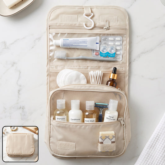 Premium Foldable Travel Pouch Bag Hanging Toiletry Organiser Kit (1 Pc)