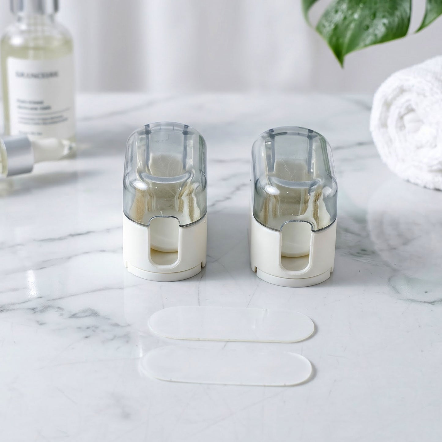 Portable Plastic Toothbrush Holder Wall Mounted Dust Cover Case (2 Pc)