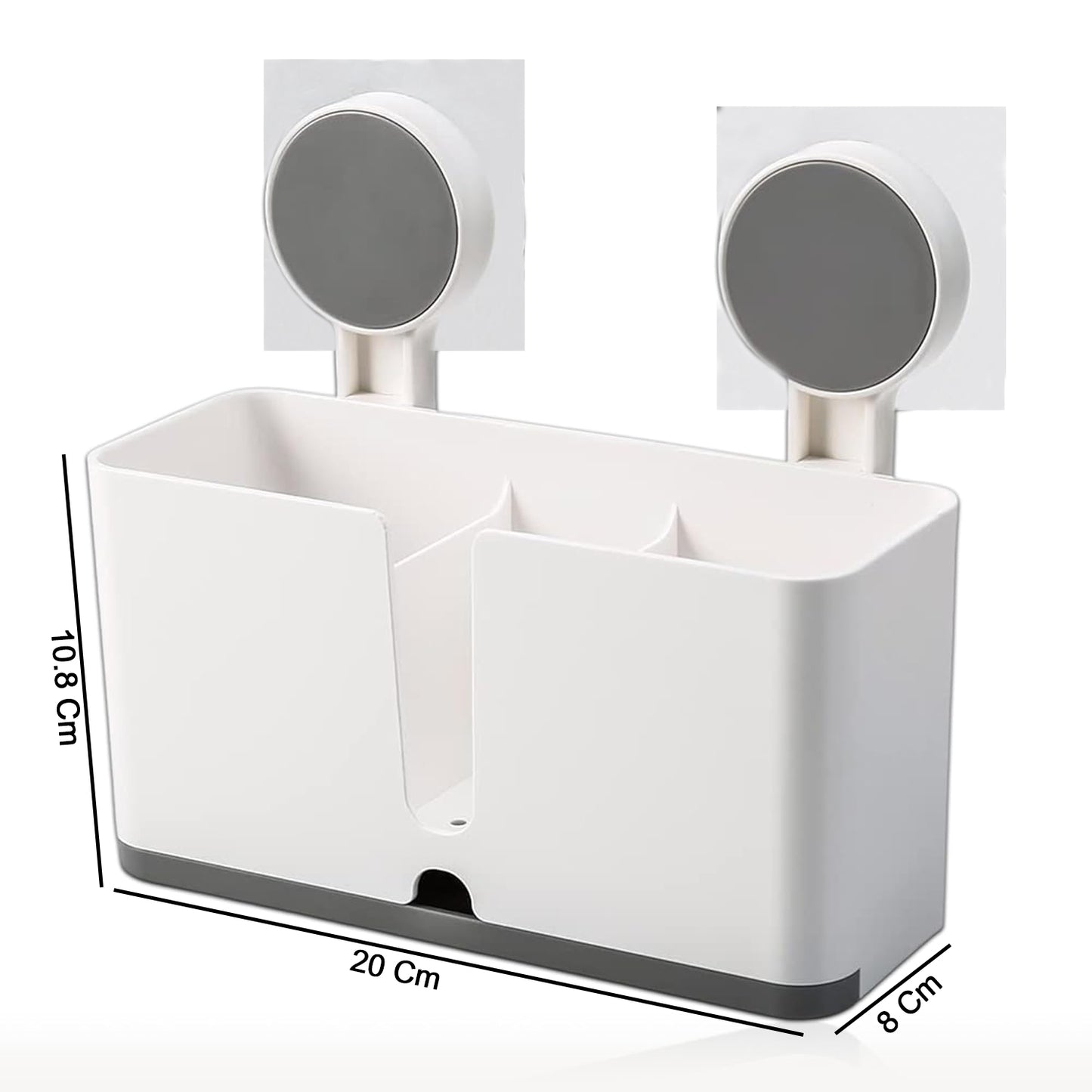 Wall Mounted 3 Compartment Toothbrush Holder with Adhesive Installation (1 Pc)