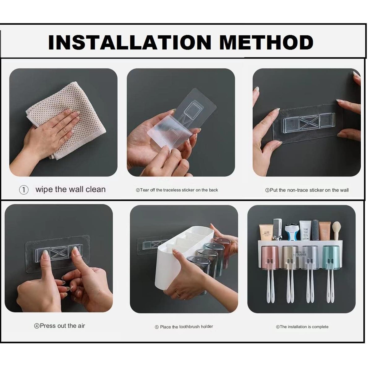 Wall Mounted Toothbrush Holder Set (1 Set)