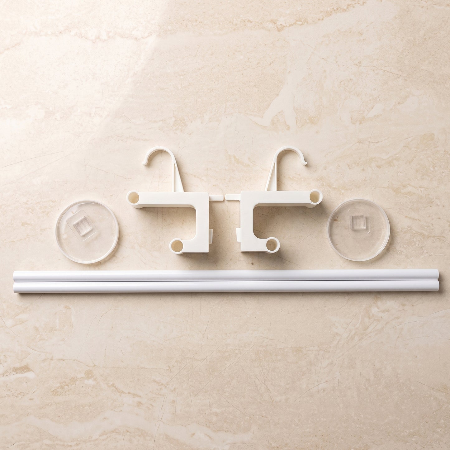 Wall Mounted Double Bar Towel Holder Rack with Side Hooks (1 Pc)