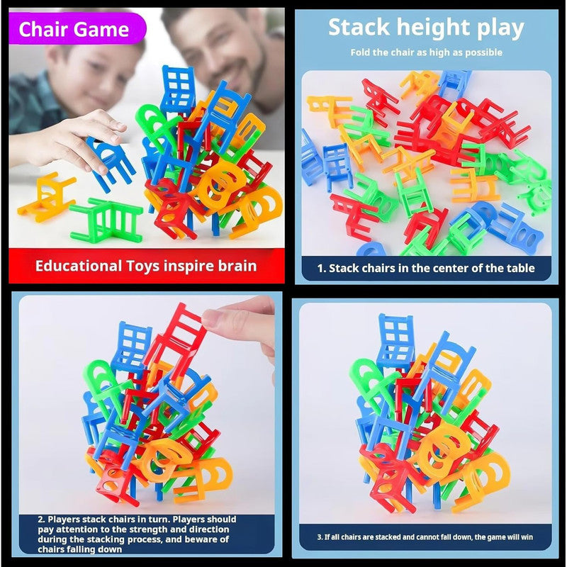 Colorful Mini Chair Stacking Game Fun Balance Puzzle Toy for Kids and Family