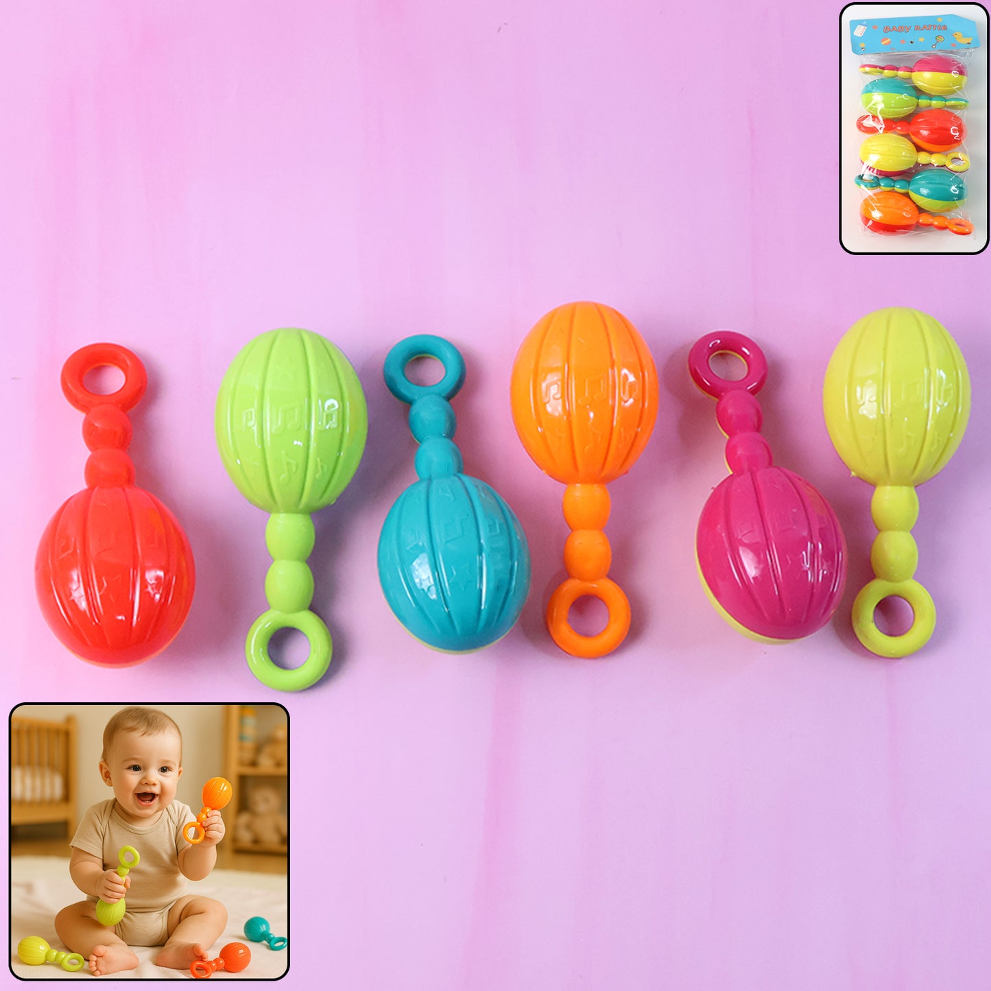 Baby Hand Rattle toy - (6 Pc / Set)