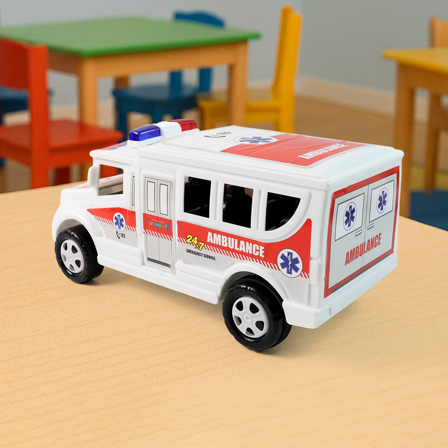 Funwoods Friction Powered Ambulance Toy for Kids (1 Pc)