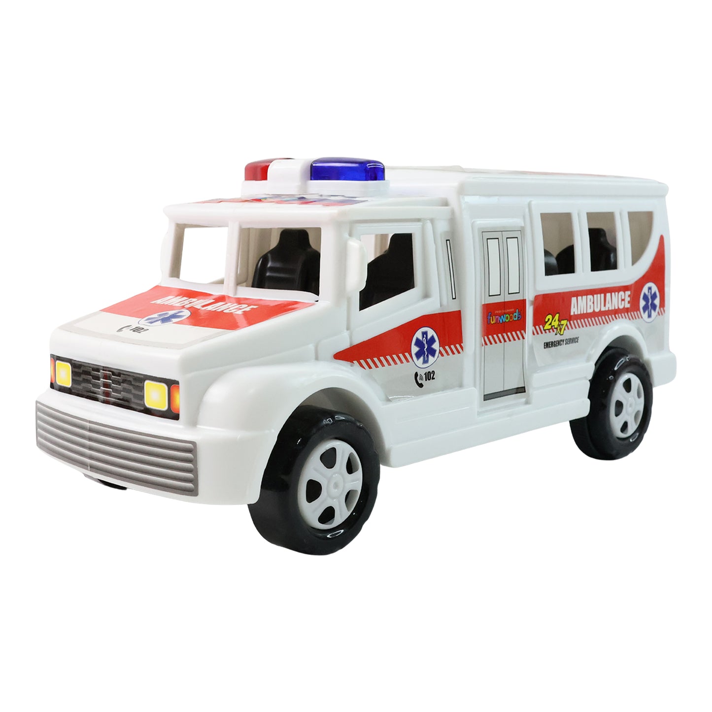 Funwoods Friction Powered Ambulance Toy for Kids (1 Pc)