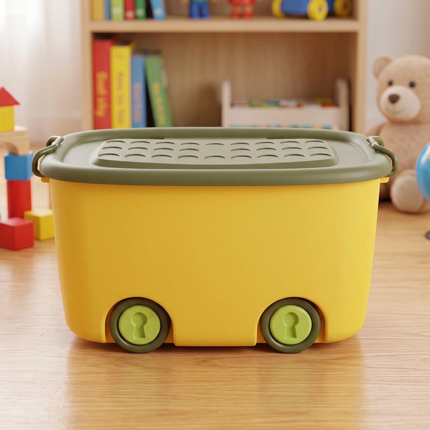 Rolling Storage Container Box with Wheels and Lid 25 Litre for Toys (1 Pc)