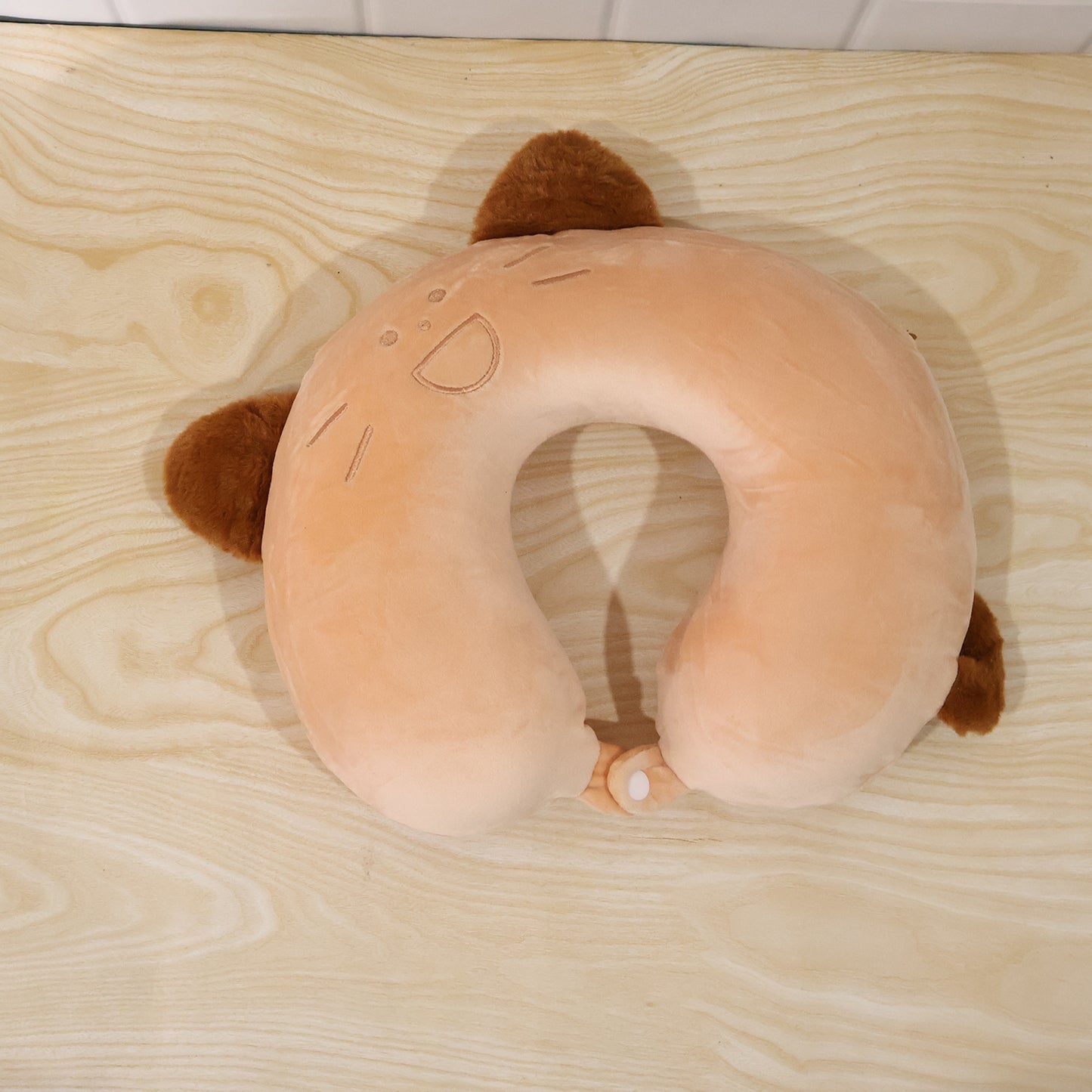 U-Shaped Travel Neck Pillow, Cute Cat Soft Plush Pillow with Ears (1 Pc)
