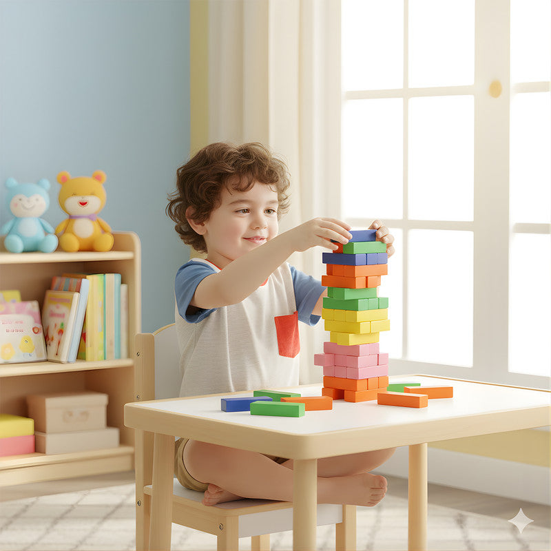 Aditi Colourful Tumbling Tower Game for Kids & Family – Skill-Building Balance Blocks Set