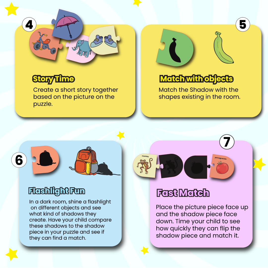 Shadow Matching Puzzle - Ages 3+ (50 cardboard puzzle pieces) Find & Match series