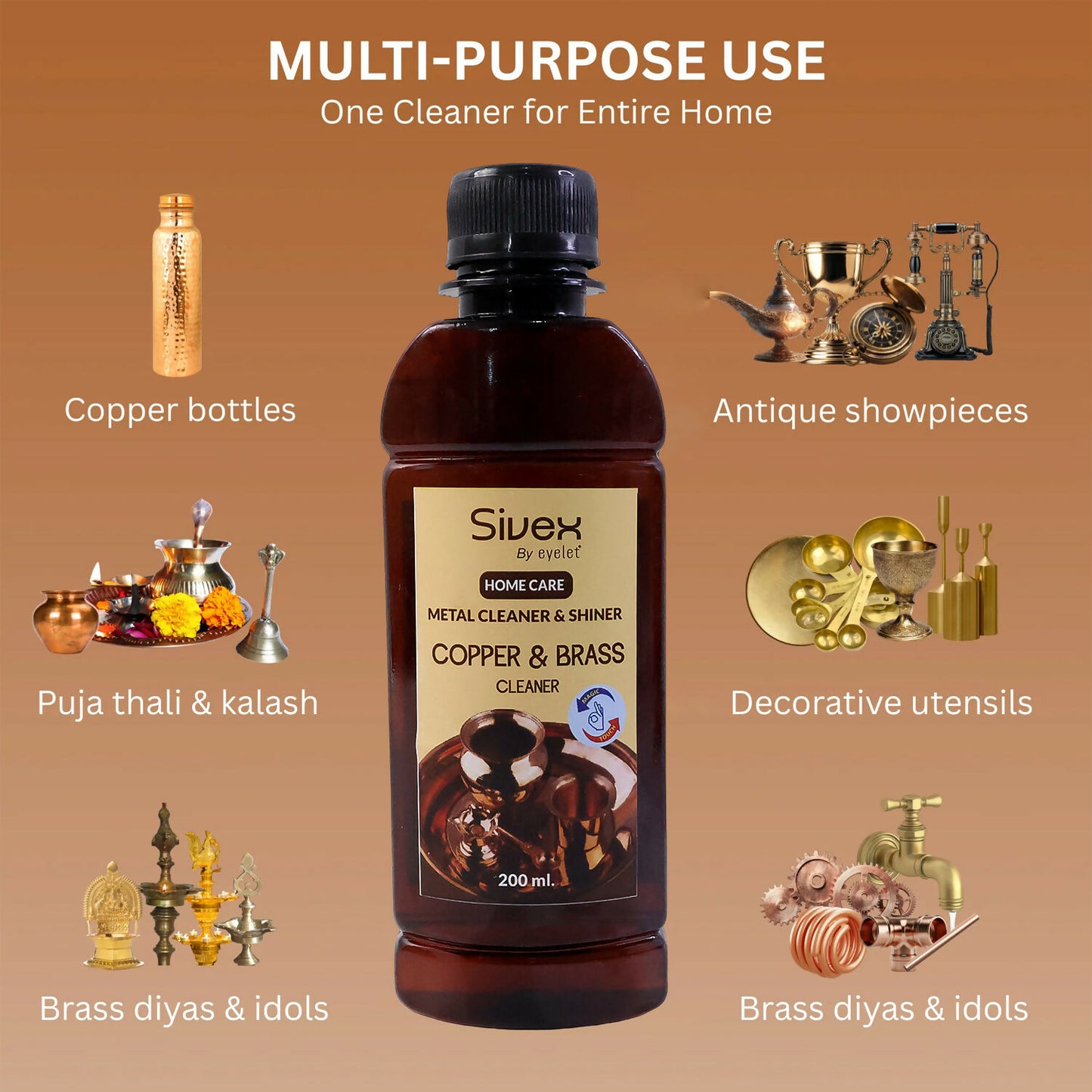 Eyelet Copper & Brass Cleaner Home Care Metal Cleaner & Shiner (200ML)