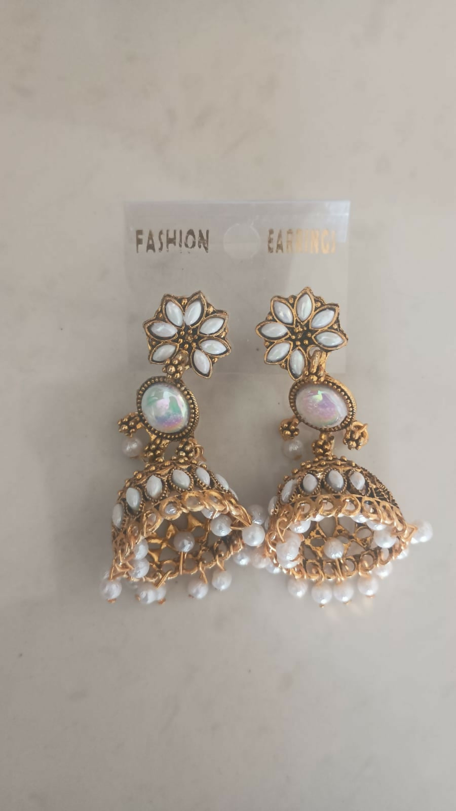 Oxidised jhumka earrings styled with ethnic wear