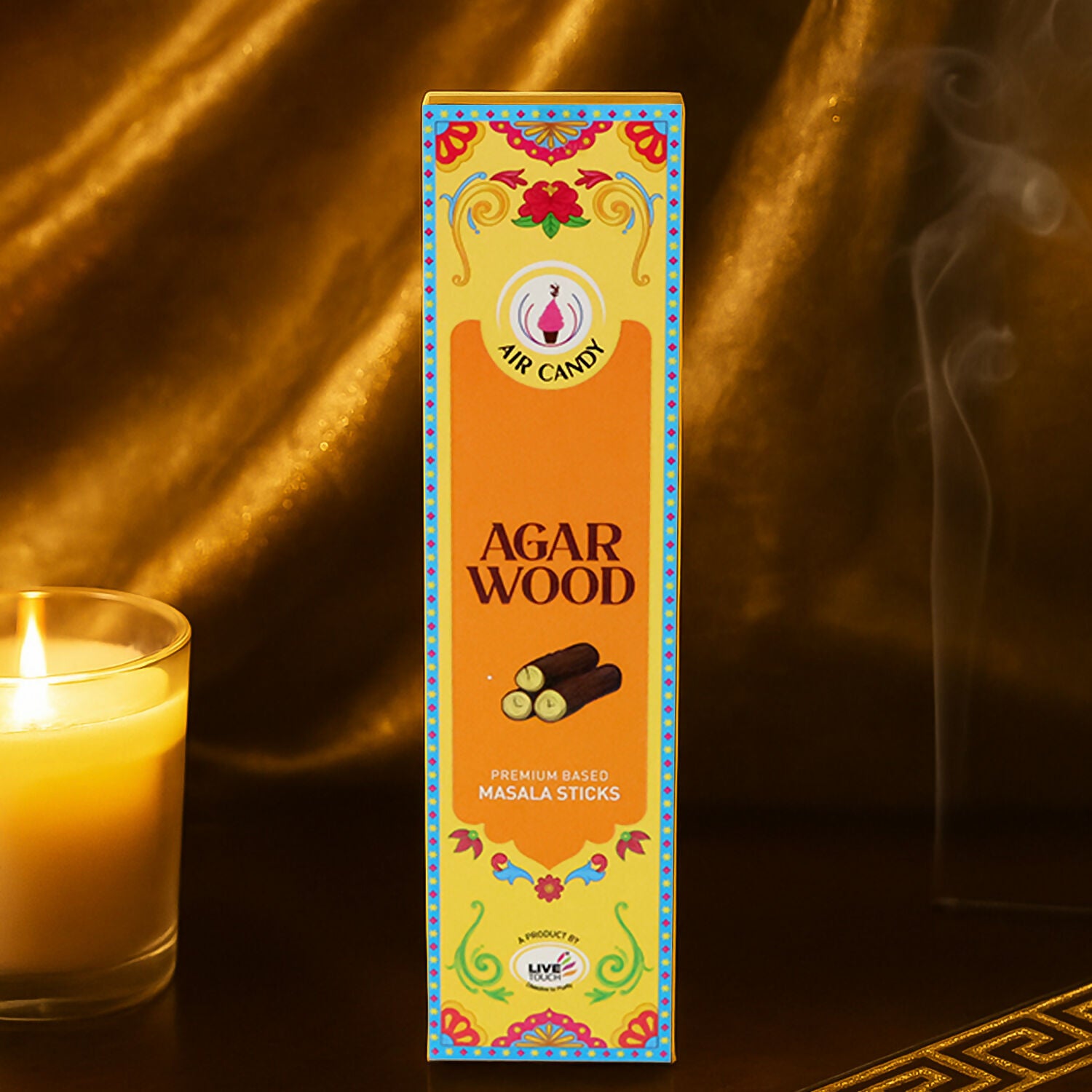 Air Candy Agarwood Premium Masala Incense Sticks – Calming Aromatic Fragrance for Home & Meditation (Pack of 10 Sticks)