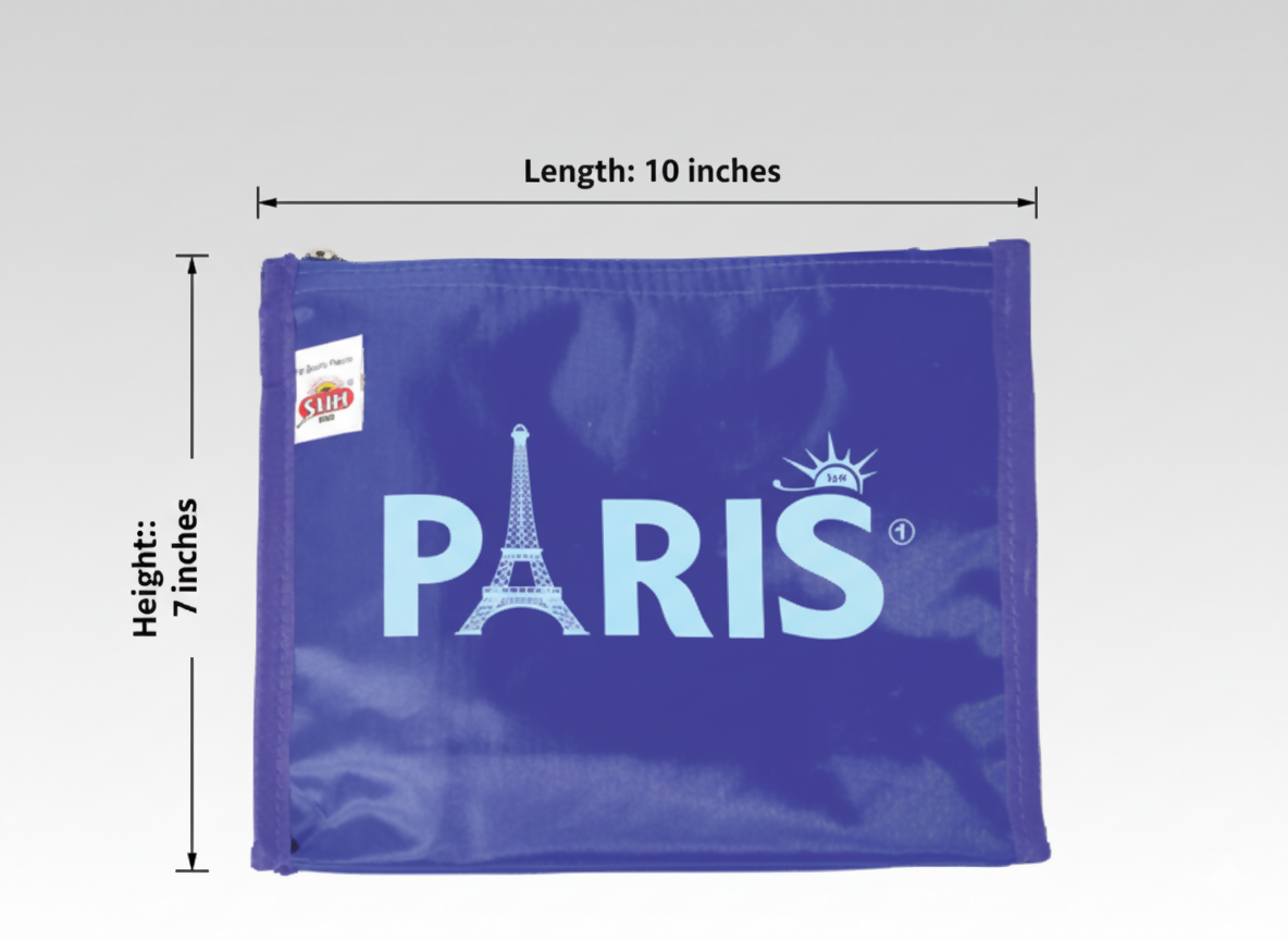 Multicolor Paris Reusable Shopping Bag with Eiffel Tower Print – Foldable Eco Tote Bag with Zipper & Handles – Durable Travel, Grocery, and Everyday Carry Bag