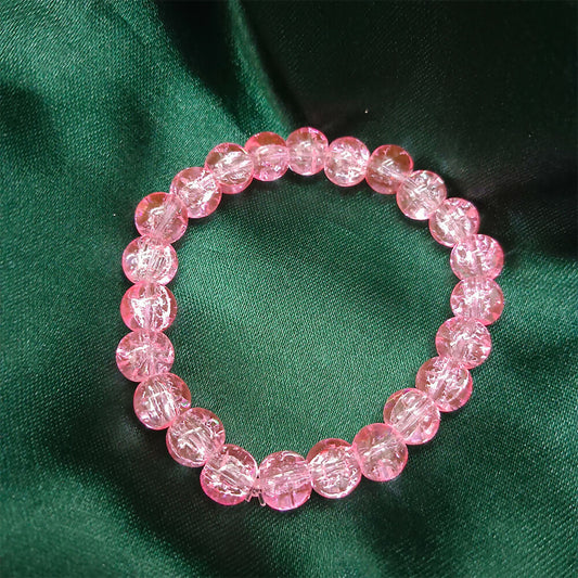 Crystal Crackle Glass Beads Stretch Bracelet