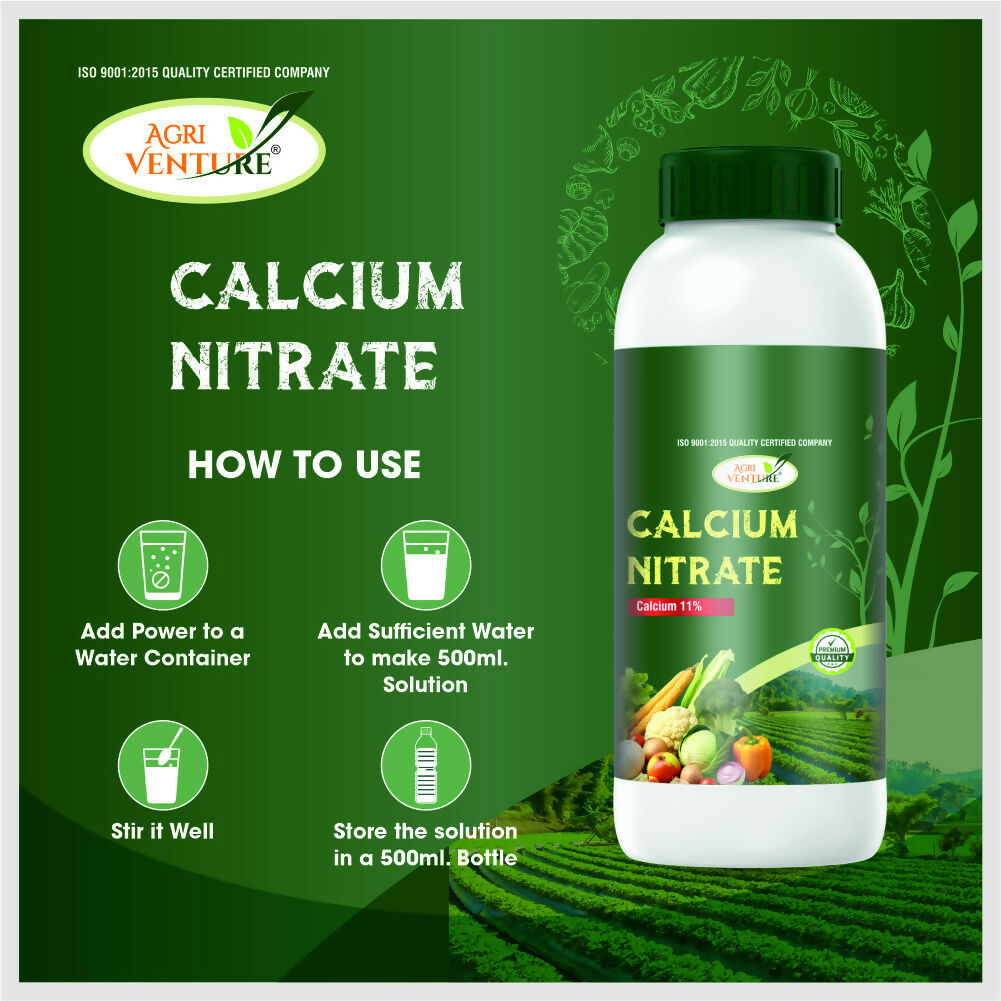 Close-up of Calcium Nitrate 11% liquid concentrate bottle
