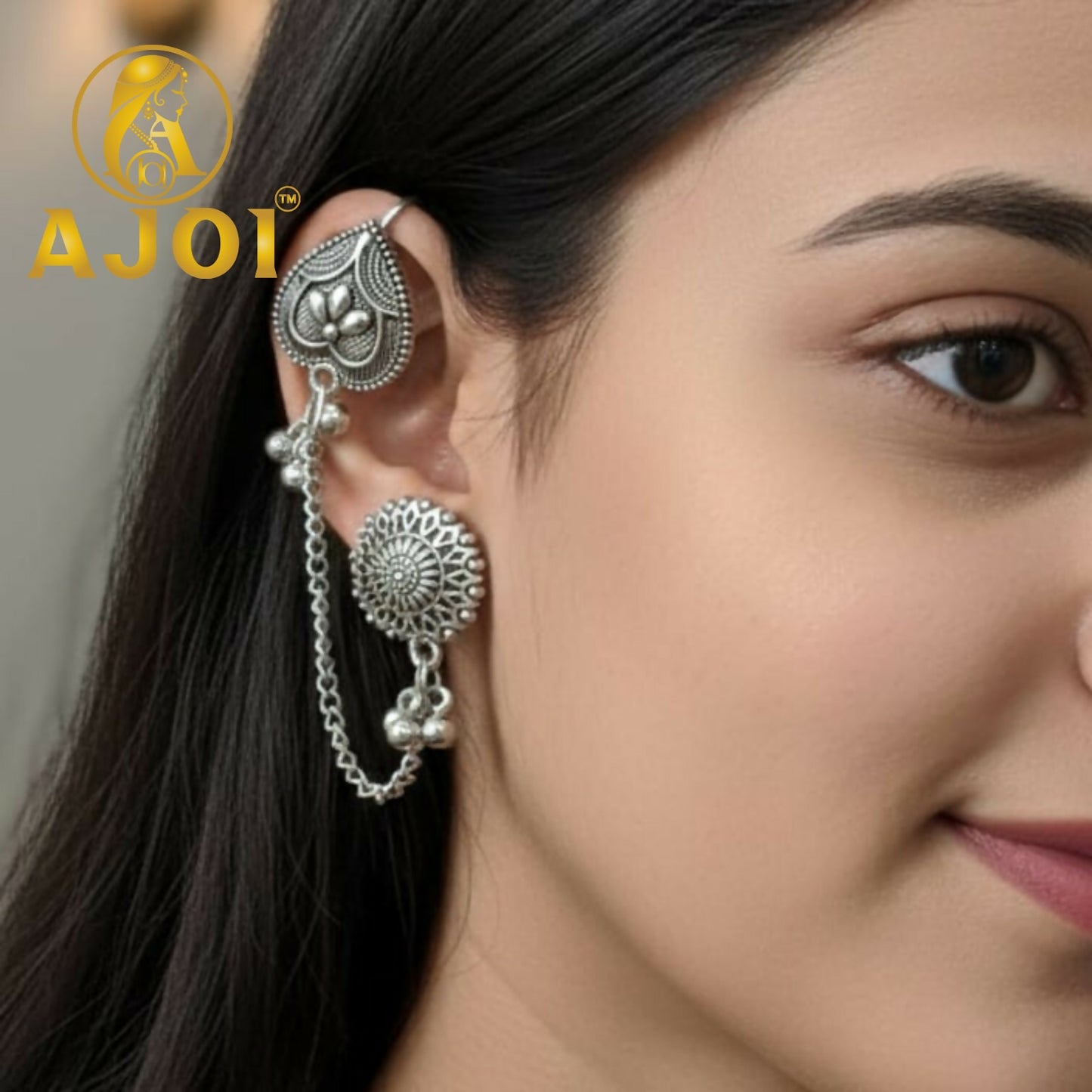 Royal Antique Silver Chain Earrings