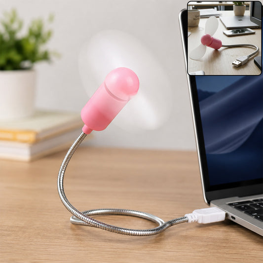 Flexible USB mini fan with gooseneck for laptop and desk cooling