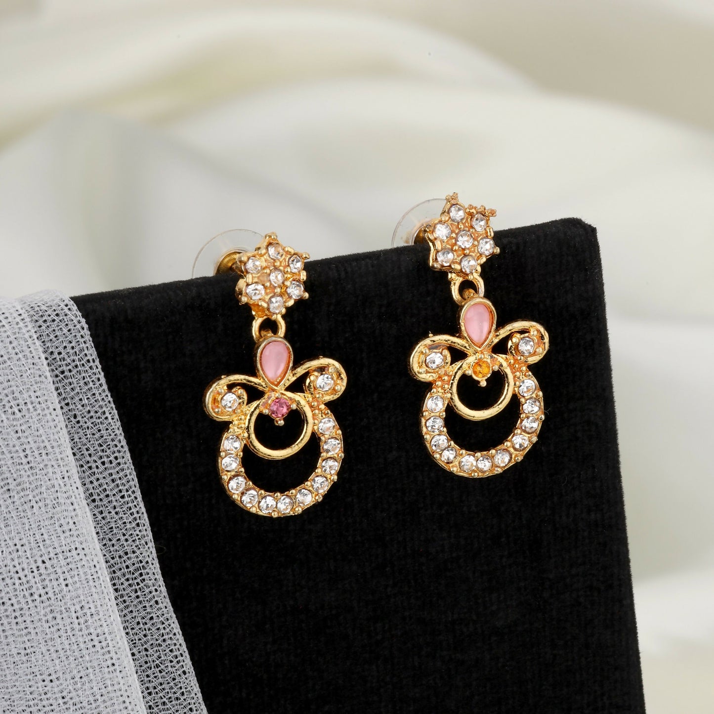 Gold-Toned AD & Emerald Vine Drop Necklace Set