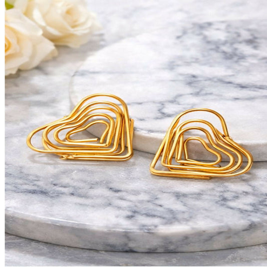 Elegant Gold Finish Heart Shape Bali Earrings for Women | Lightweight Fashion Earrings | Party & Daily Wear