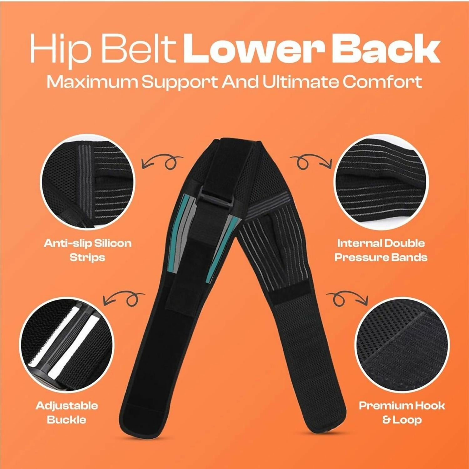 Adjustable Small Hip Support Belt 110 cm – Lower Back Pain Relief Pelvic Stabilizer with Double Pressure Bands, Breathable Mesh & Anti-Slip Strips for Men & Women, Sciatica and Lumbar Support