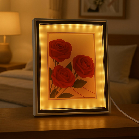 LED Square Photo Frame with Glowing Border | Decorative Light-Up Picture Frame for Couples, Flowers & Art | Wedding, Anniversary, Valentine’s Day & Home Décor Gift